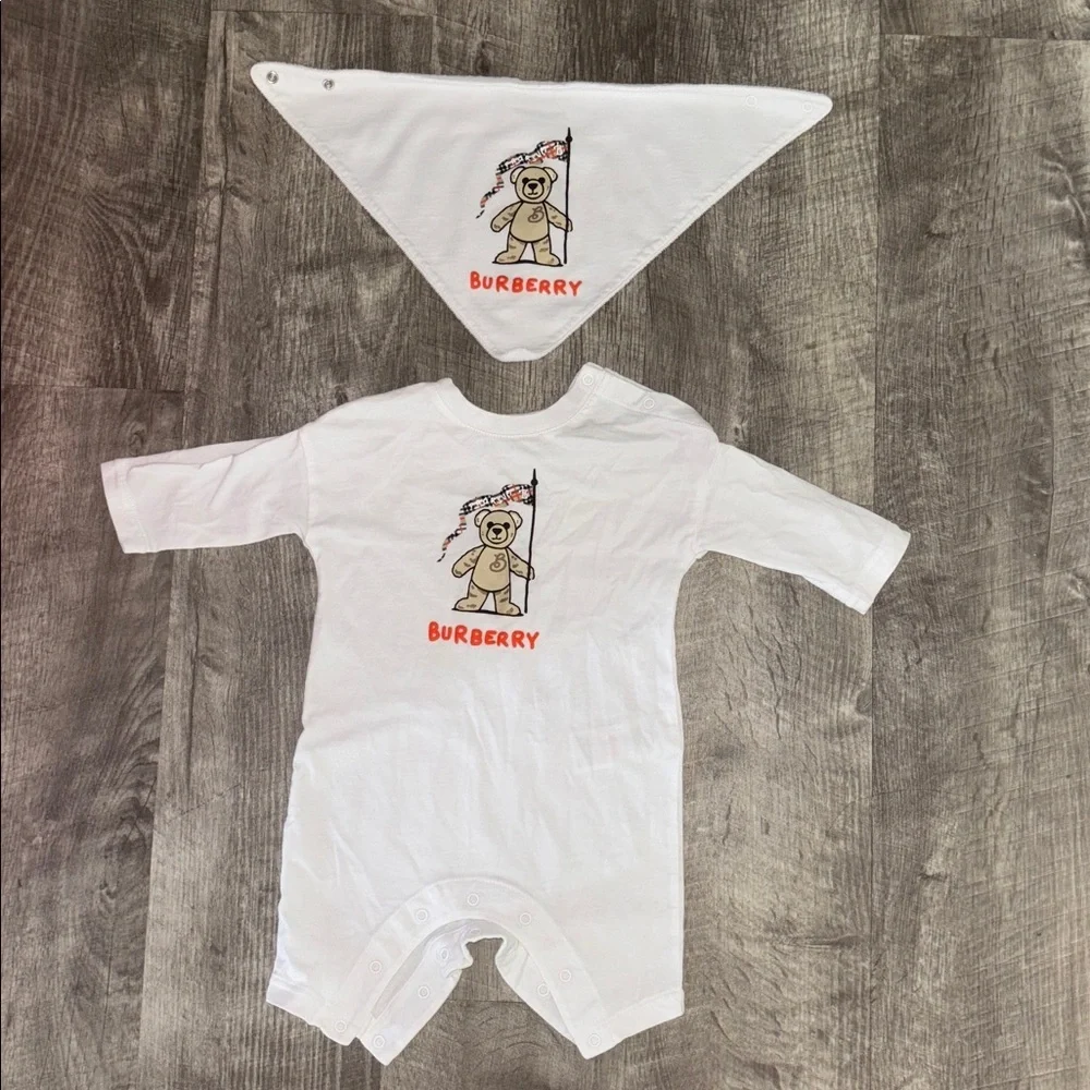Burberry Burberry Baby Casey Bear Romper and Bib Set